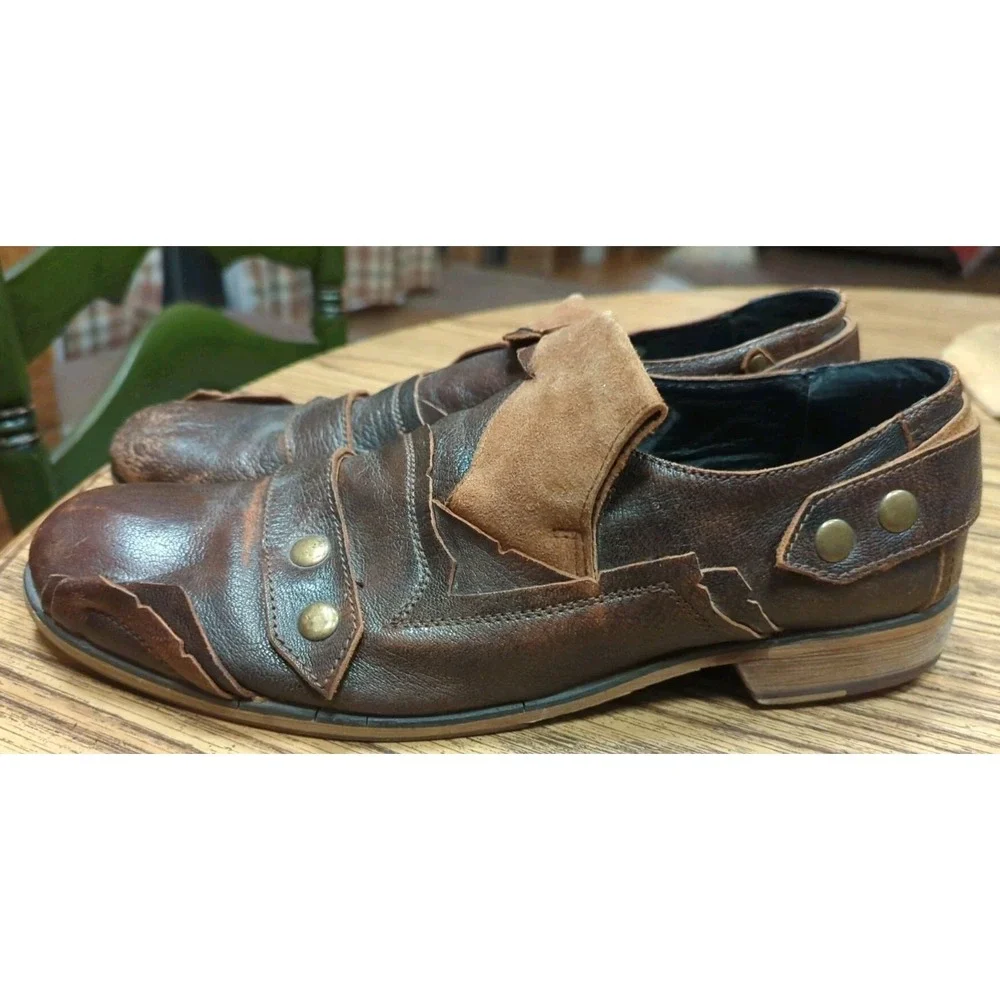 Gordon Rush Collection Men's Size 10 Brown Distressed Unique Leather Dress Shoes - Picture 4 of 8